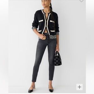 J Crew 9" high-rise toothpick jean in Charcoal wash